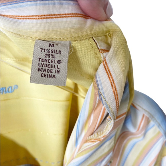 Tommy Bahama Silk Striped Short Sleeve Button Down Shirt Medium - Picture 6 of 8